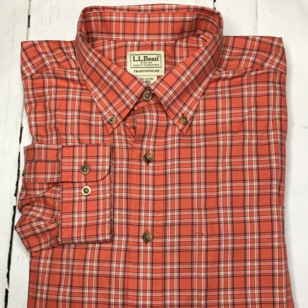 LL Bean Men's Plaid Button Down Shirt long sleeve